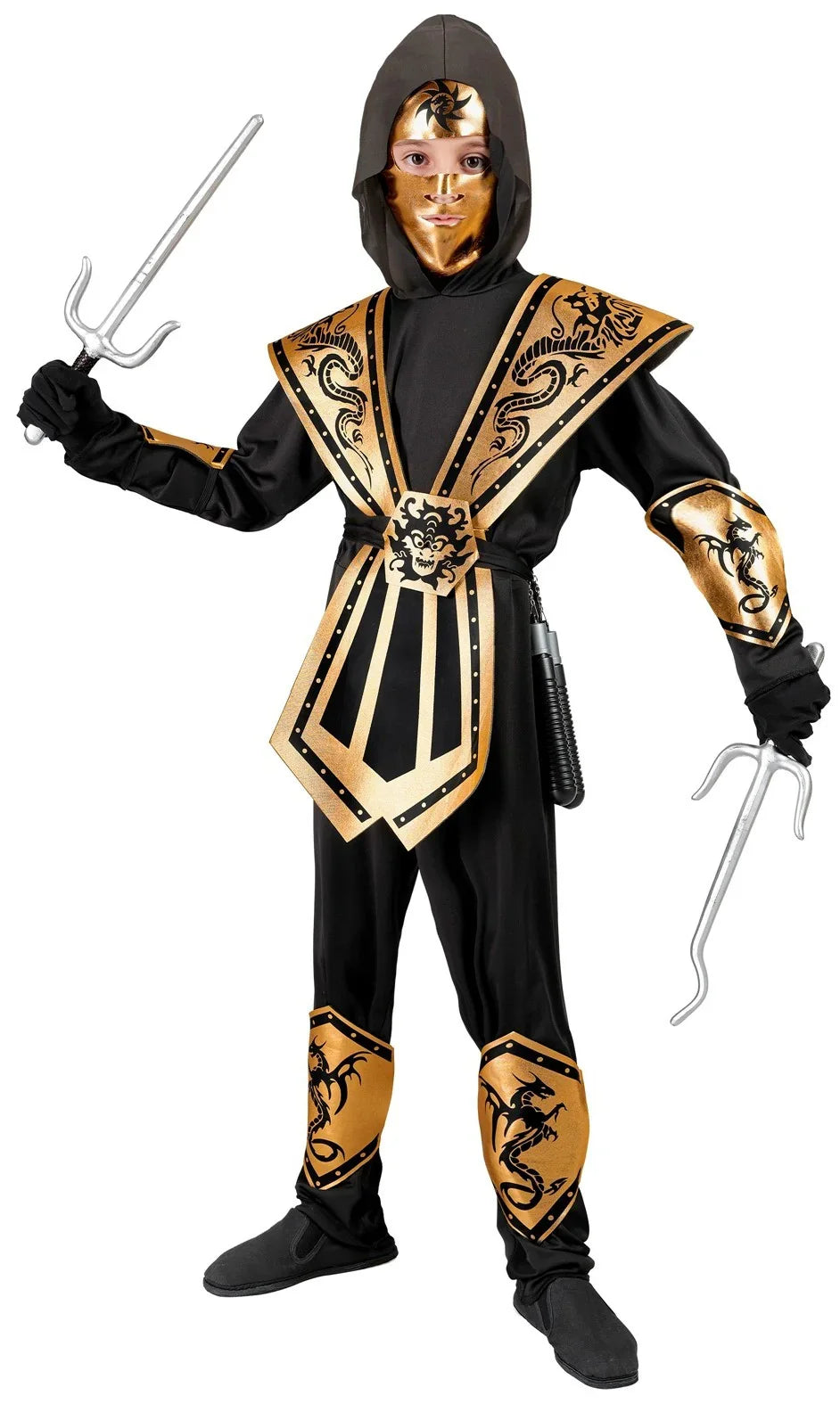 Disfraz de Ninja con Armadura Dorada para Niño Ninjas Infantiles Widmann